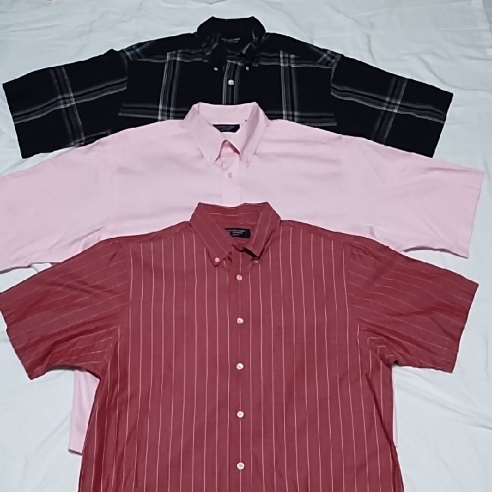 Bundle of 3 Roundtree & Yorke Short Sleeve Button Down Shirts Sz L